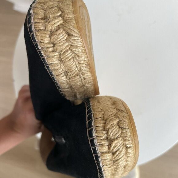 Eric Michael Serena Platform Black Suede Espadrilles Slip On Zipper Shoes 38 - Picture 10 of 10